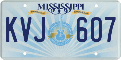 MS license plate KVJ607