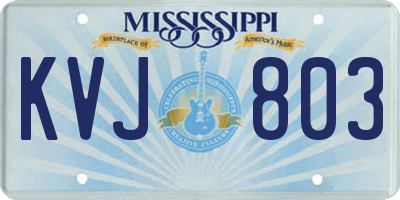 MS license plate KVJ803