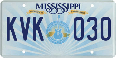 MS license plate KVK030