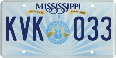 MS license plate KVK033