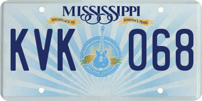MS license plate KVK068