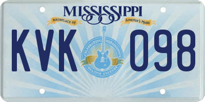 MS license plate KVK098