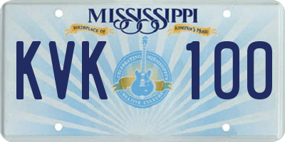MS license plate KVK100