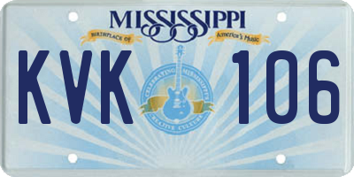 MS license plate KVK106