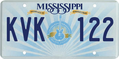MS license plate KVK122