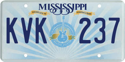 MS license plate KVK237