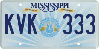 MS license plate KVK333