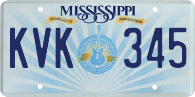 MS license plate KVK345