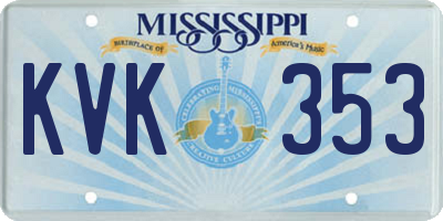 MS license plate KVK353