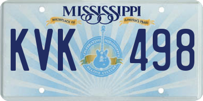 MS license plate KVK498