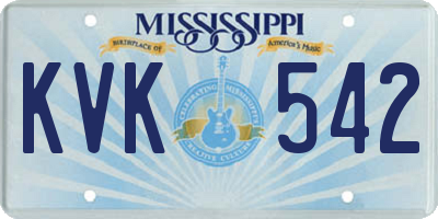 MS license plate KVK542