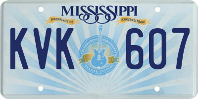 MS license plate KVK607