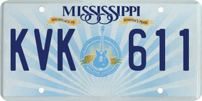 MS license plate KVK611