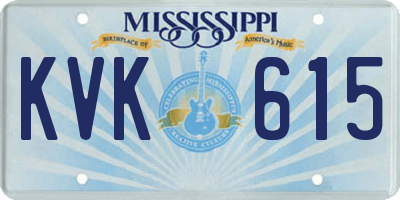 MS license plate KVK615
