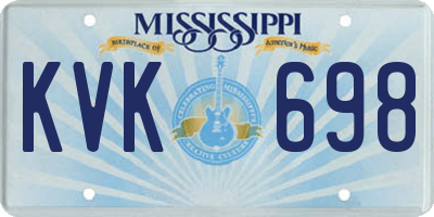 MS license plate KVK698