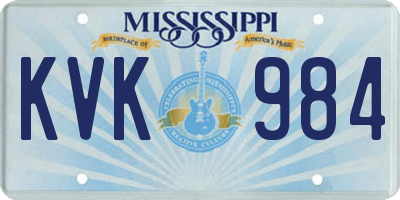 MS license plate KVK984