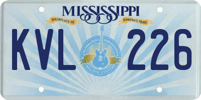 MS license plate KVL226