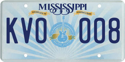 MS license plate KVO008