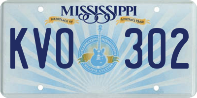 MS license plate KVO302