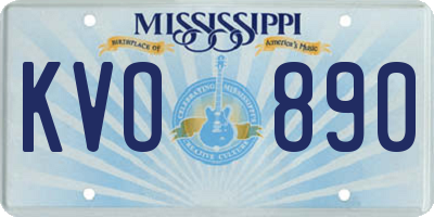 MS license plate KVO890
