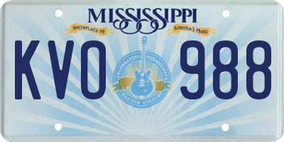 MS license plate KVO988