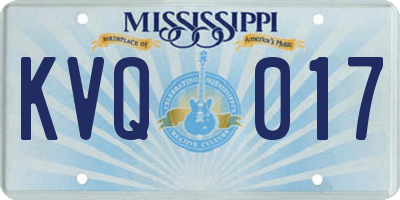 MS license plate KVQ017