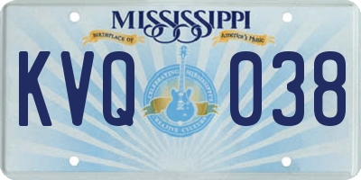 MS license plate KVQ038
