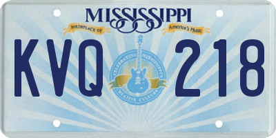 MS license plate KVQ218