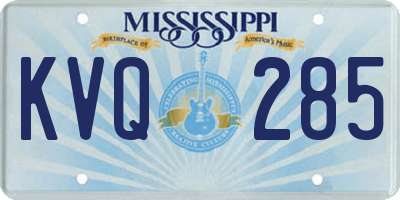 MS license plate KVQ285