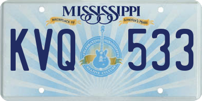 MS license plate KVQ533