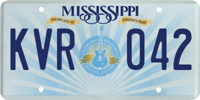 MS license plate KVR042