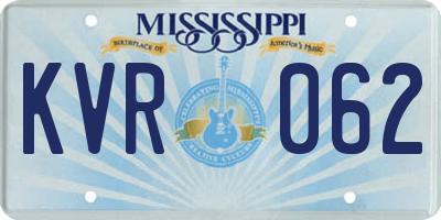 MS license plate KVR062