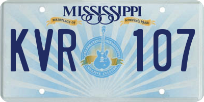 MS license plate KVR107