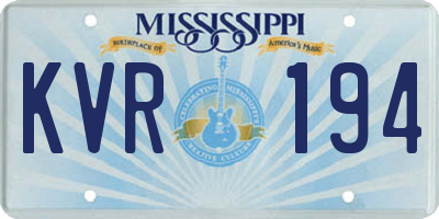 MS license plate KVR194