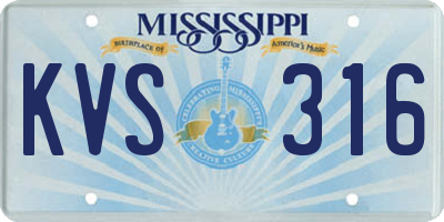 MS license plate KVS316