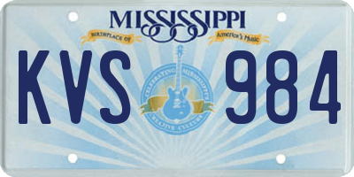 MS license plate KVS984