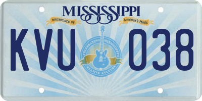MS license plate KVU038