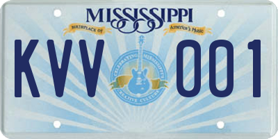 MS license plate KVV001