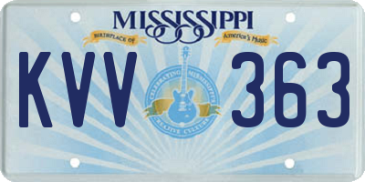 MS license plate KVV363