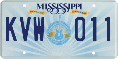 MS license plate KVW011