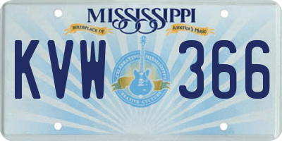 MS license plate KVW366