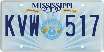 MS license plate KVW517