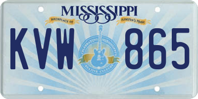 MS license plate KVW865