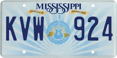 MS license plate KVW924