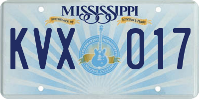 MS license plate KVX017