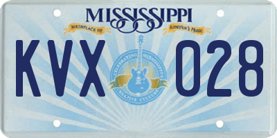 MS license plate KVX028