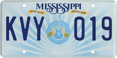 MS license plate KVY019