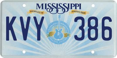 MS license plate KVY386