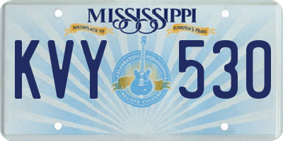 MS license plate KVY530