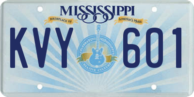 MS license plate KVY601